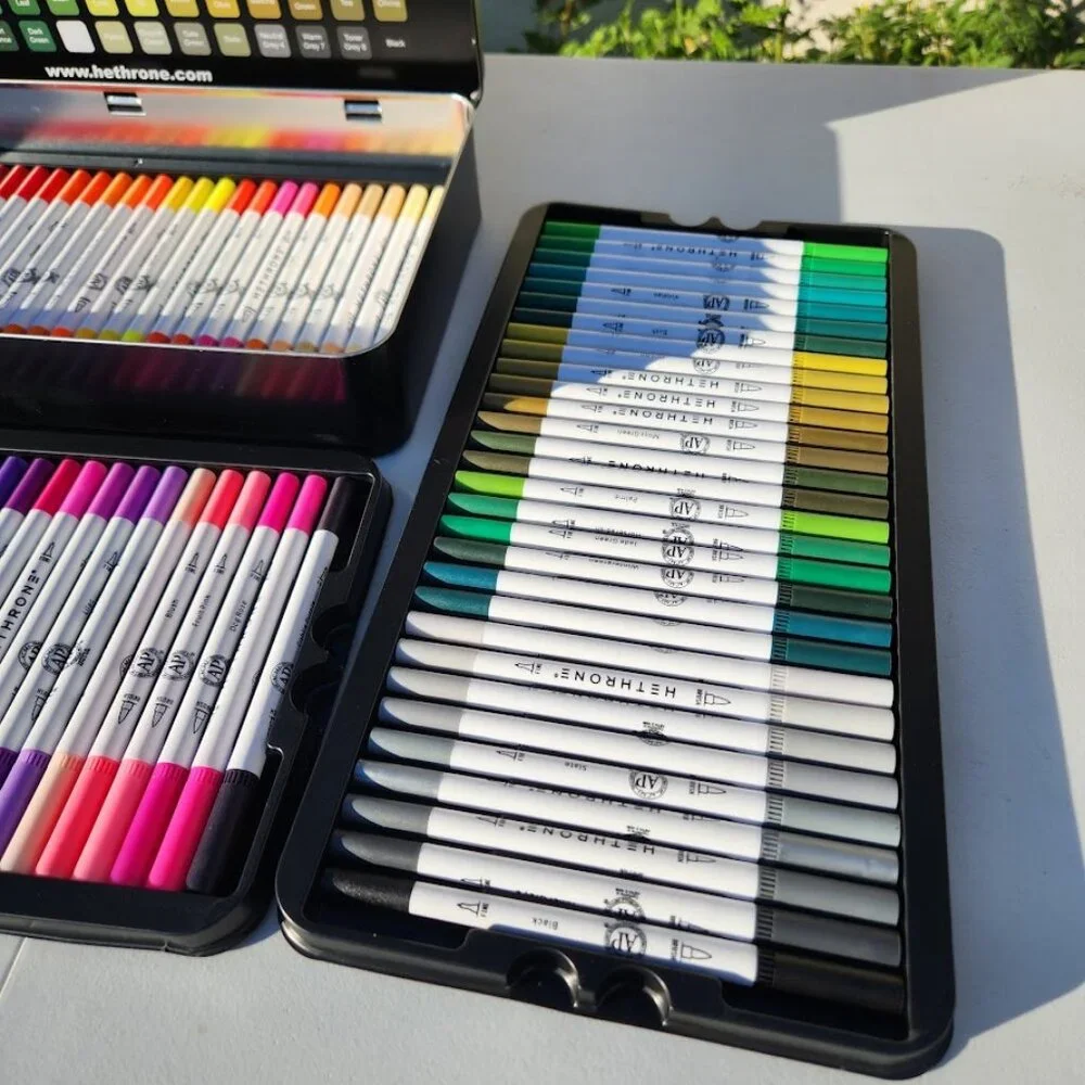 NEW 120 Colors Art Supplies Brush Markers Pens for Adult Coloring Books School D